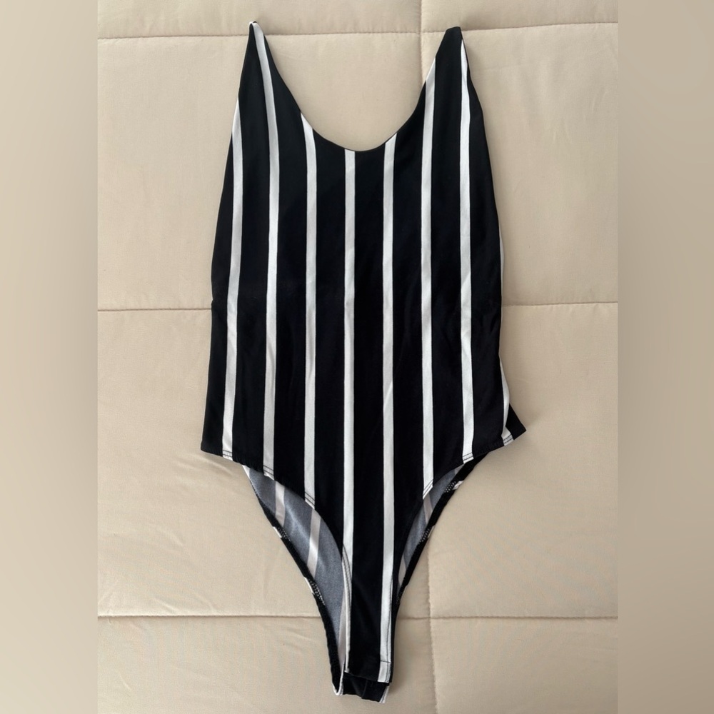 Black and White Striped Bodysuit